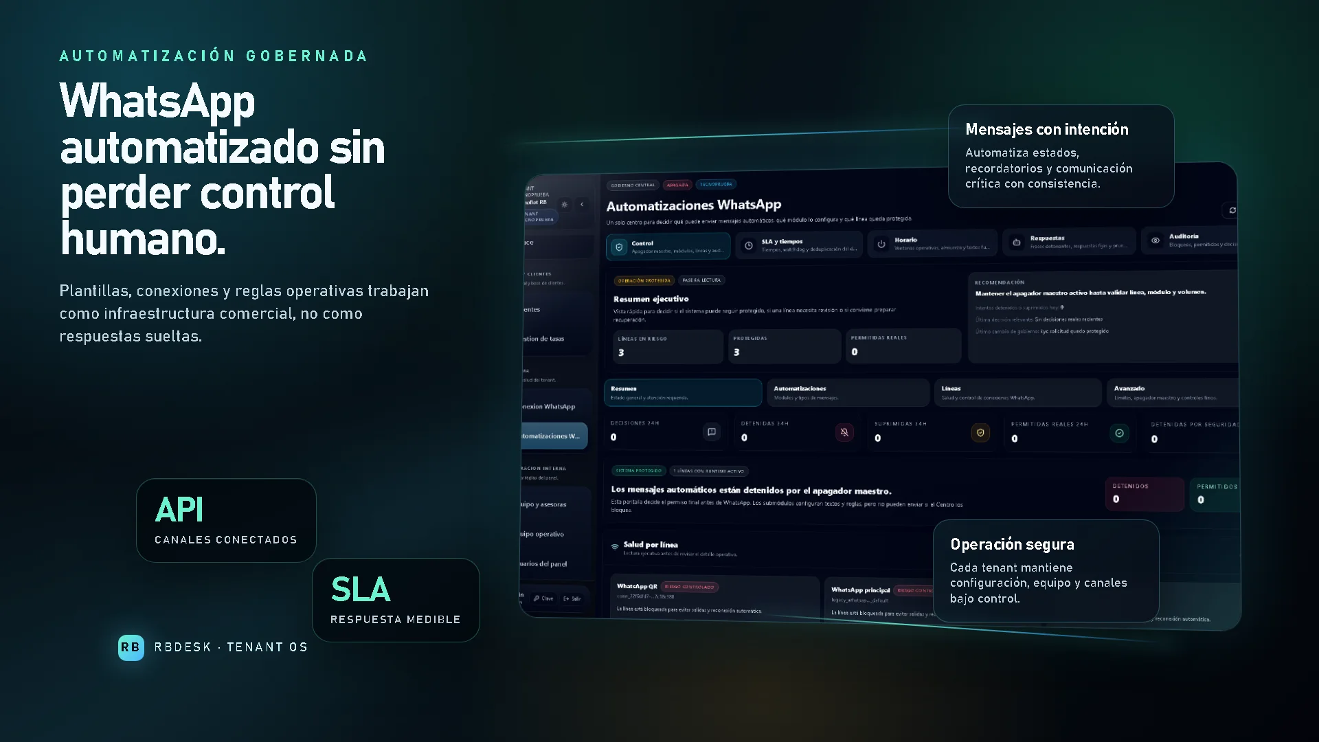 Automatización WhatsApp gobernada en RBDesk